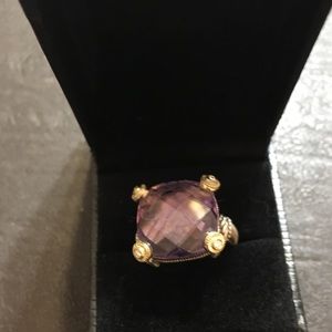 JUDITH RIPKA SS925/14K AMETHYST RING, SIZE 7